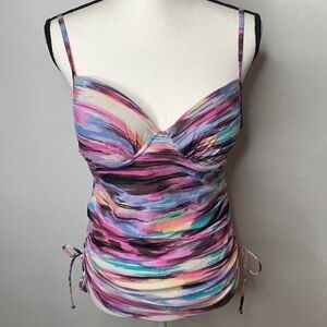 Spanx Love Your Assets Multi Color Tankini Top Sz L SW2044